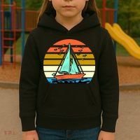 Sailing Retro Sail Boat Kids Hoodie thumb 3