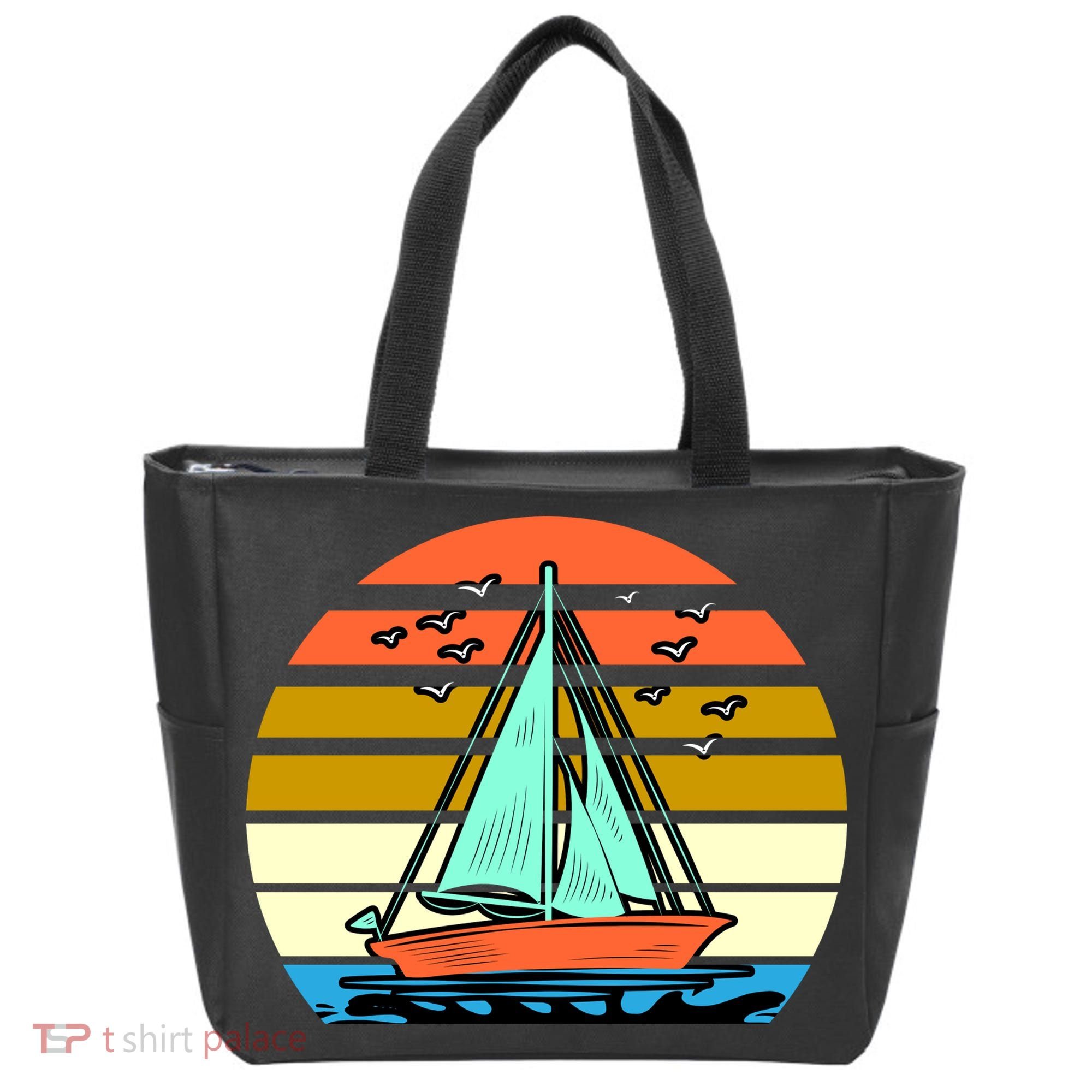 Sailing Retro Sail Boat Tote Bag