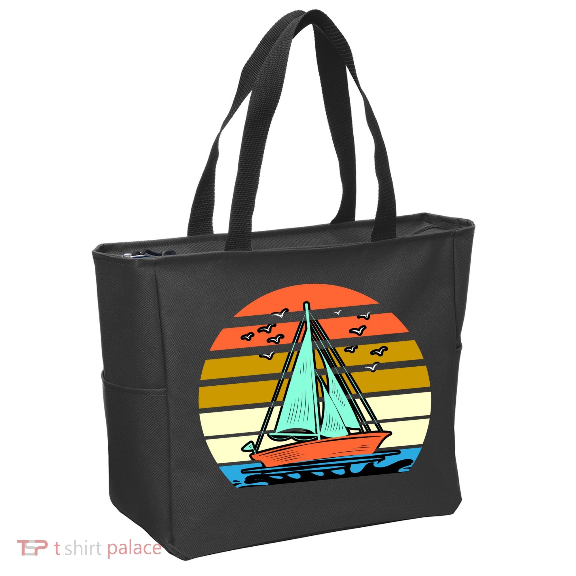 Sailing Retro Sail Boat Tote Bag