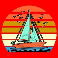 Sailing Retro Sail Boat Santa Hat thumb 1
