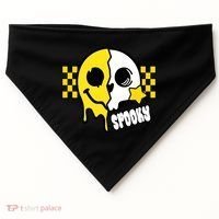 Spooky Retro Smile Skeleton Halloween USA-Made Doggie Bandana thumb 0