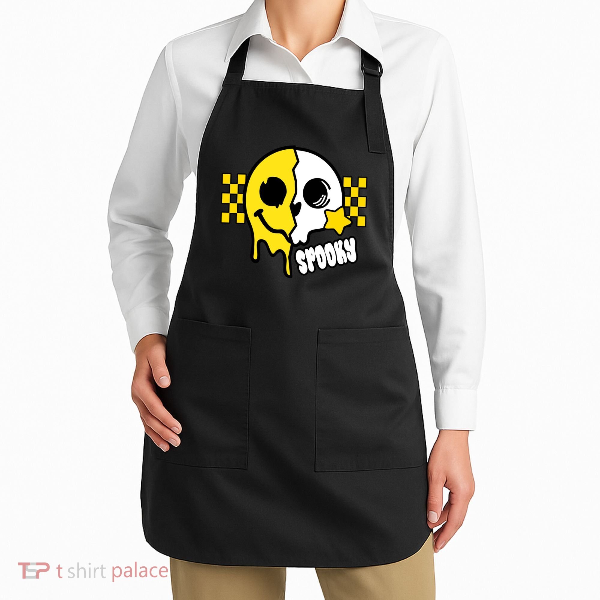 Spooky Retro Smile Skeleton Halloween Apron