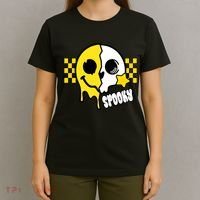 Spooky Retro Smile Skeleton Halloween T-Shirt thumb 4
