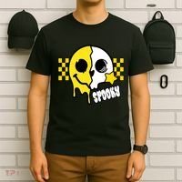 Spooky Retro Smile Skeleton Halloween T-Shirt thumb 6