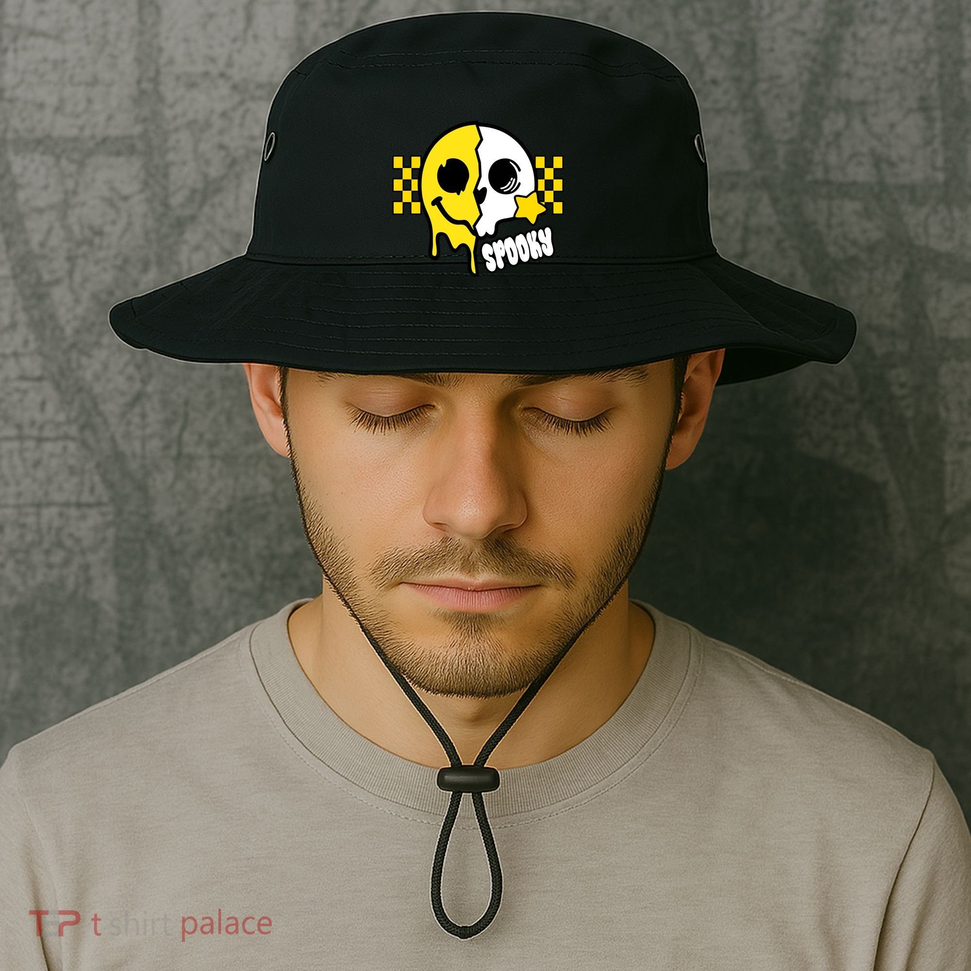 Spooky Retro Smile Skeleton Halloween Bucket Hat