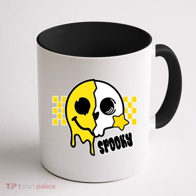 Spooky Retro Smile Skeleton Halloween Coffee Mug back
