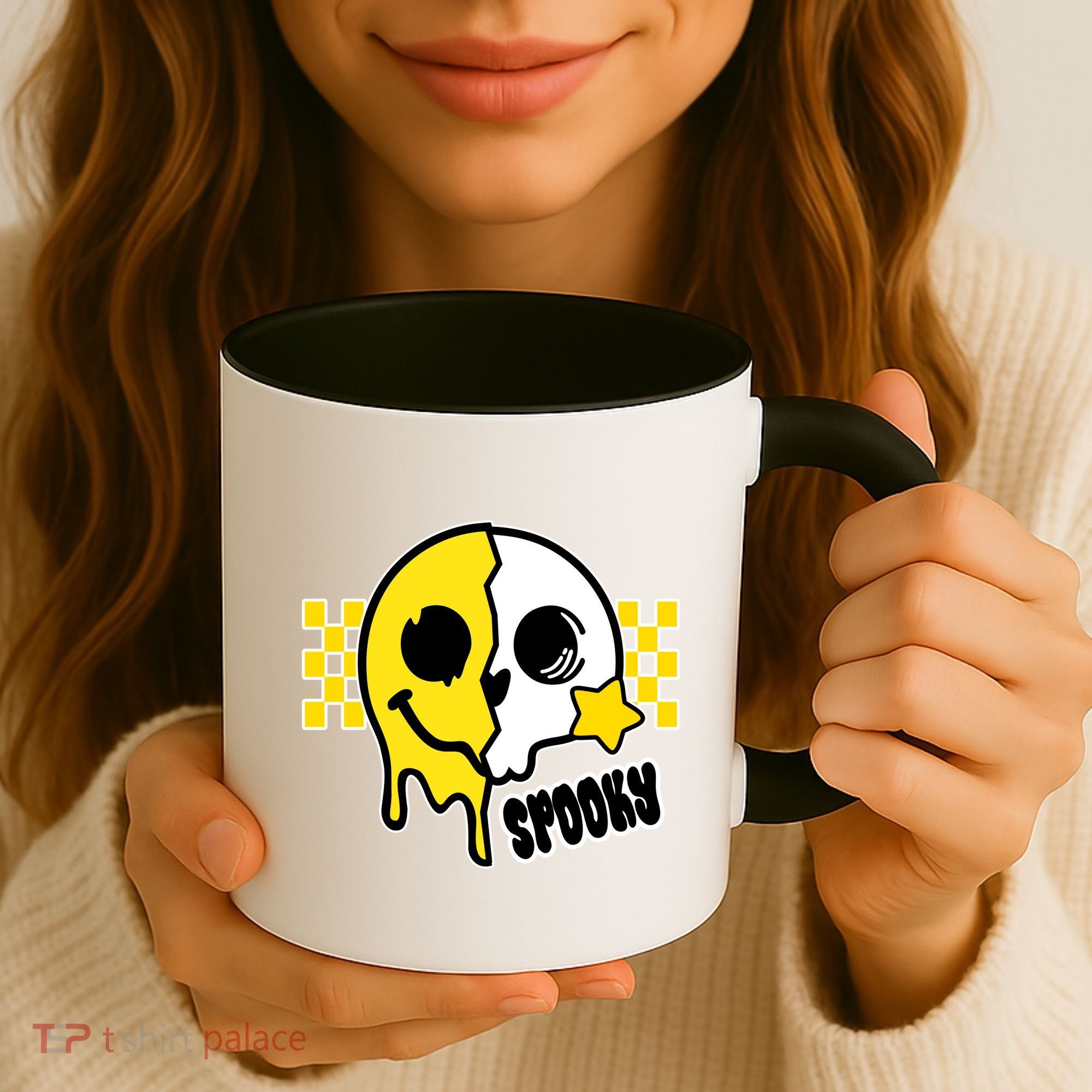 Spooky Retro Smile Skeleton Halloween Coffee Mug