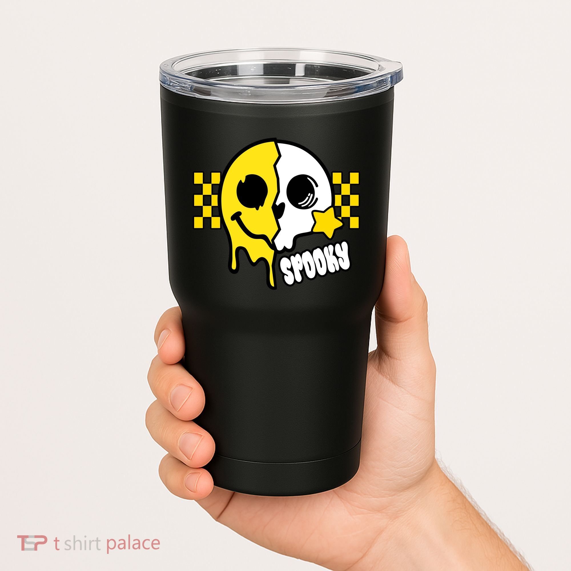 Spooky Retro Smile Skeleton Halloween Tumbler