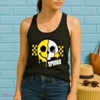 Spooky Retro Smile Skeleton Halloween Women's Tank Top thumb 2