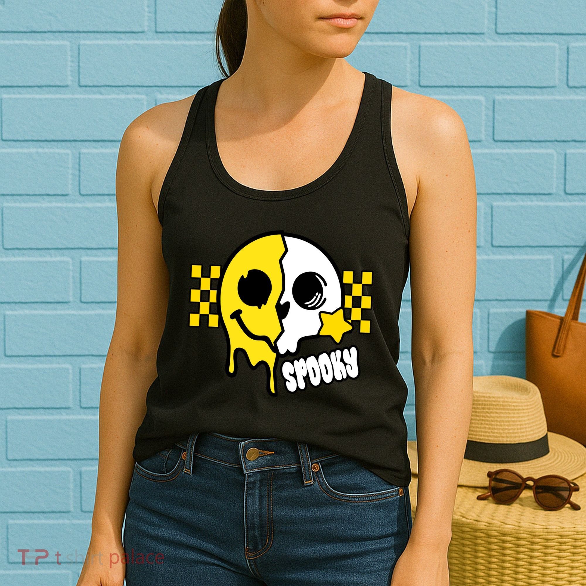 Spooky Retro Smile Skeleton Halloween Women's Tank Top