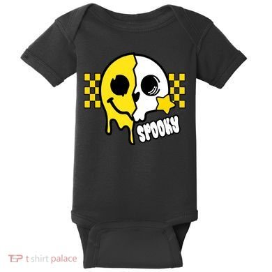 Spooky Retro Smile Skeleton Halloween Baby Bodysuit