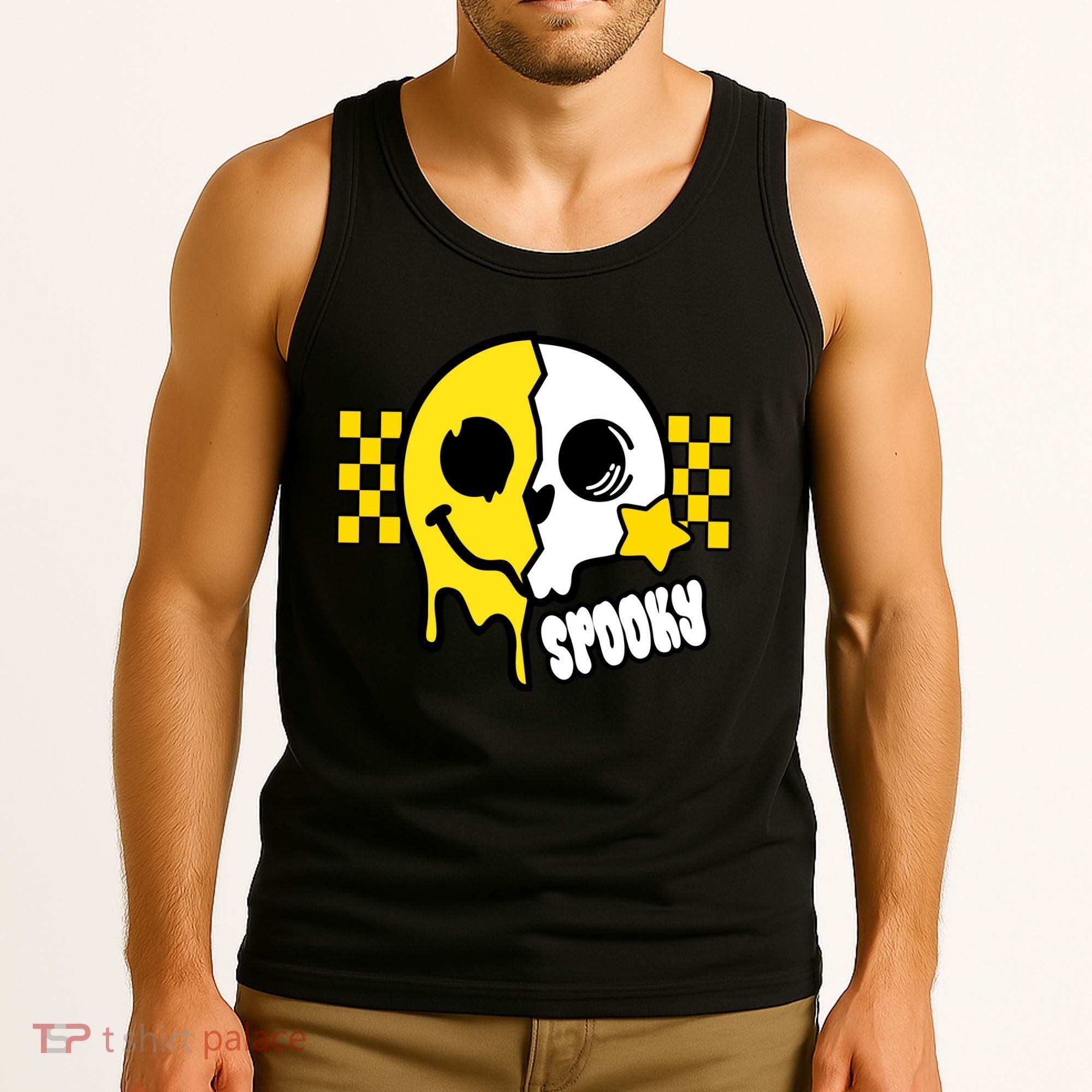Spooky Retro Smile Skeleton Halloween Tank Top