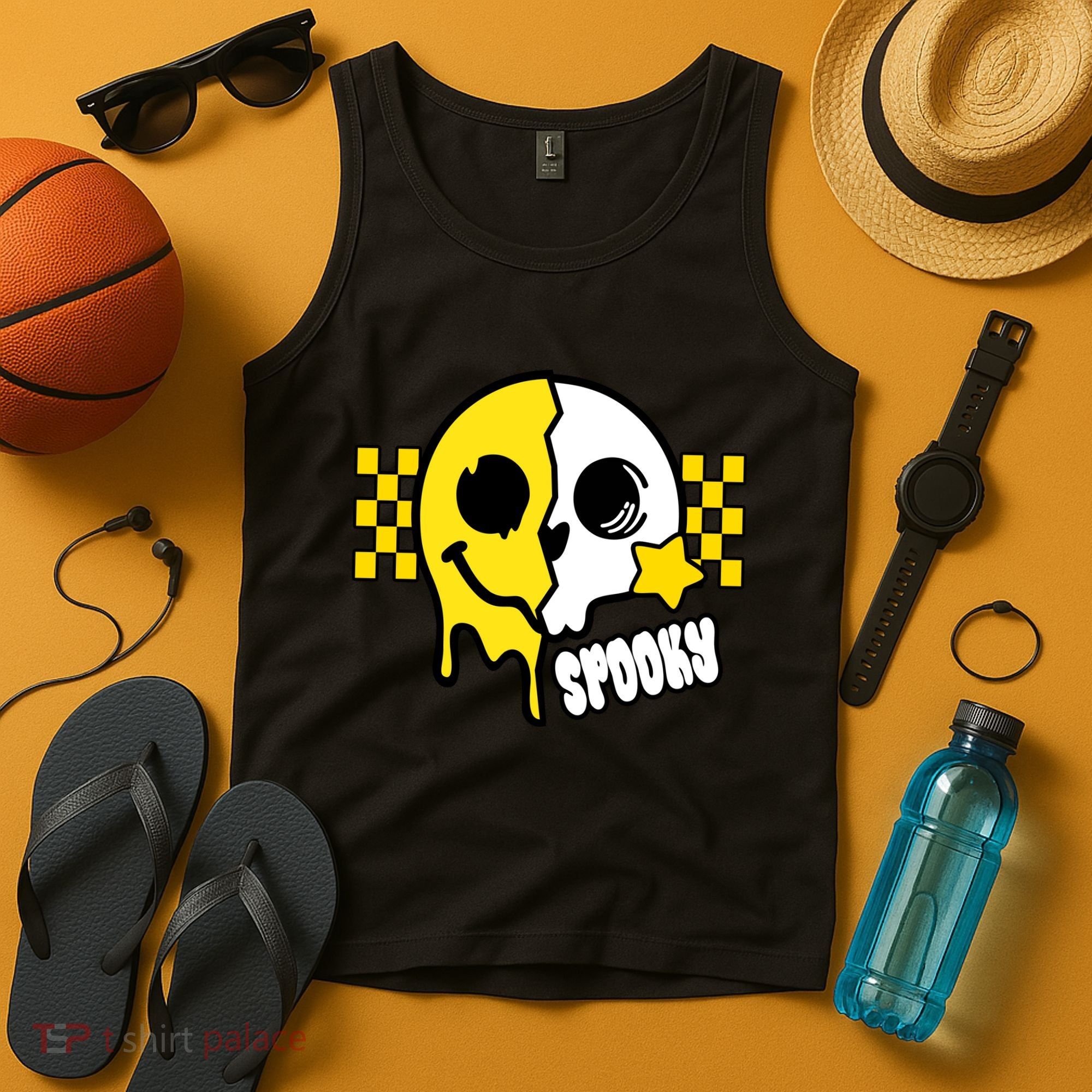 Spooky Retro Smile Skeleton Halloween Tank Top