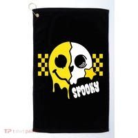 Spooky Retro Smile Skeleton Halloween Golf Towel thumb 0