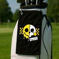 Spooky Retro Smile Skeleton Halloween Golf Towel thumb 2