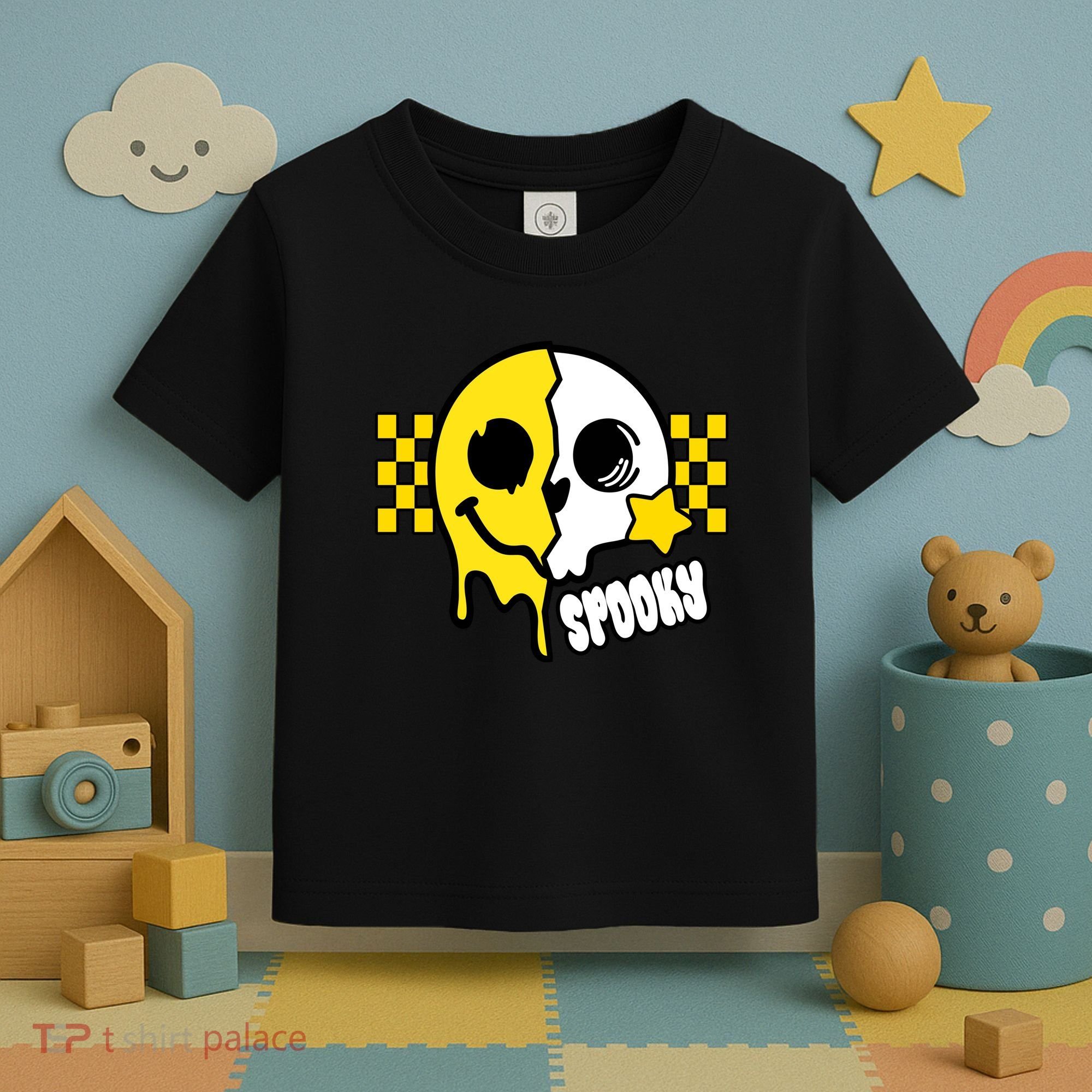 Spooky Retro Smile Skeleton Halloween Toddler T-Shirt