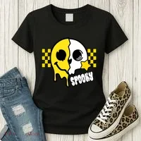 Spooky Retro Smile Skeleton Halloween Women's T-Shirt thumb 3