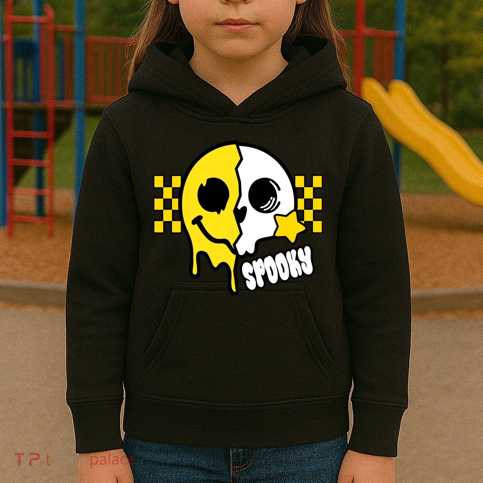 Spooky Retro Smile Skeleton Halloween Kids Hoodie