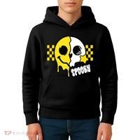 Spooky Retro Smile Skeleton Halloween Kids Hoodie thumb 4