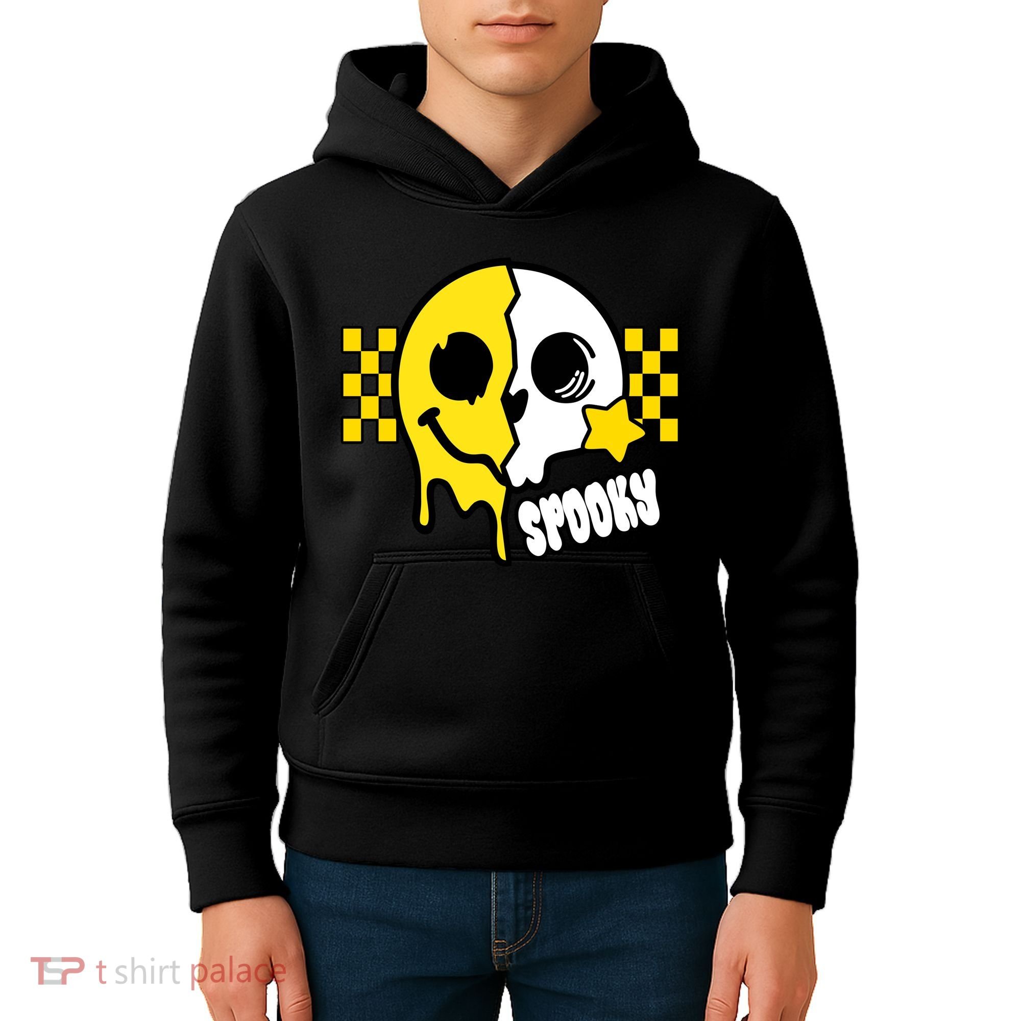 Spooky Retro Smile Skeleton Halloween Kids Hoodie