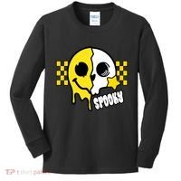 Spooky Retro Smile Skeleton Halloween Kids Long Sleeve Shirt thumb 0