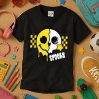 Spooky Retro Smile Skeleton Halloween Kids T-Shirt thumb 3