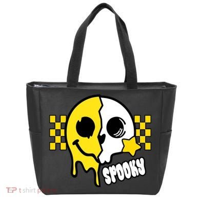 Spooky Retro Smile Skeleton Halloween Tote Bag
