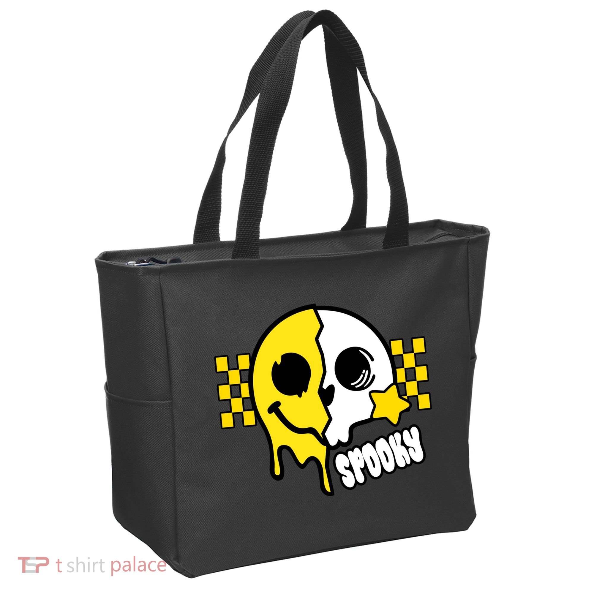 Spooky Retro Smile Skeleton Halloween Tote Bag