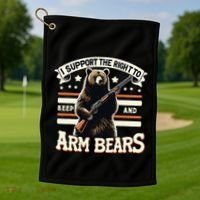Support Right To Keep And Arm Bears Humorous Wildlife Rights Golf Towel thumb 1