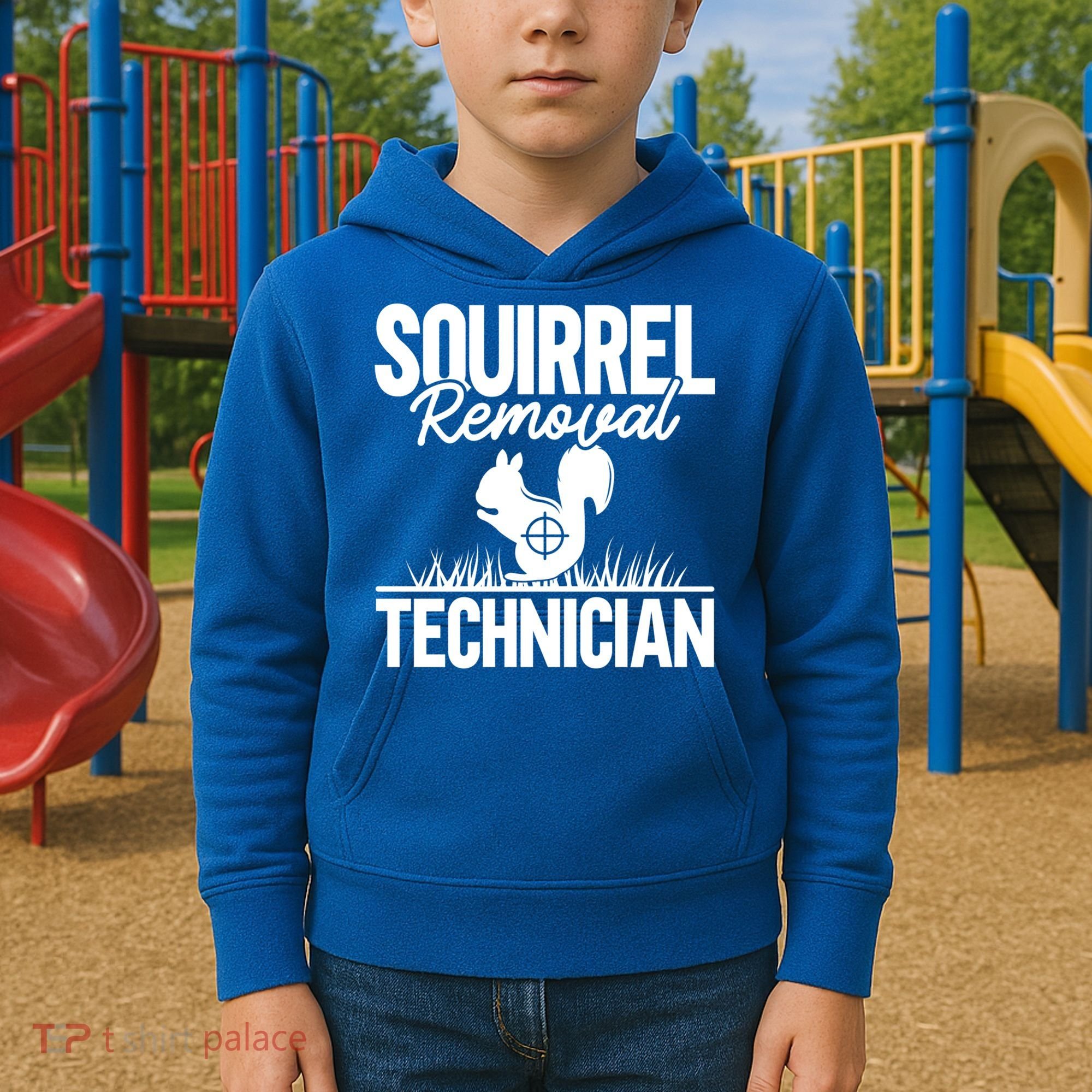 Squirrel Removal Technician Funny Squirrel Hunting Gift Kids Hoodie
