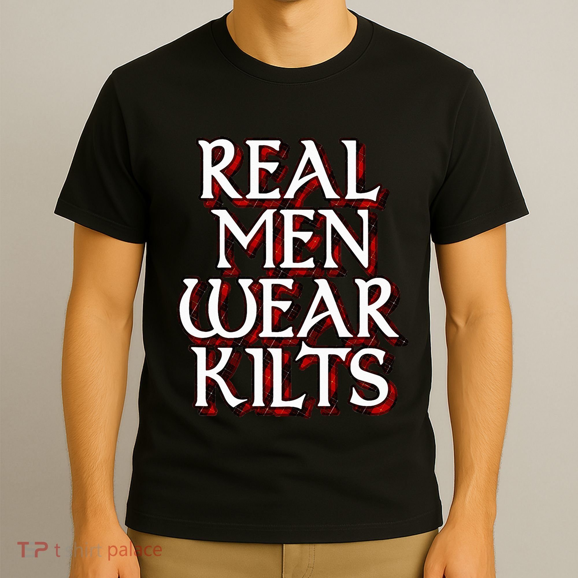 Scottish Red Tartan Plaid Real Wear Kilts T-Shirt