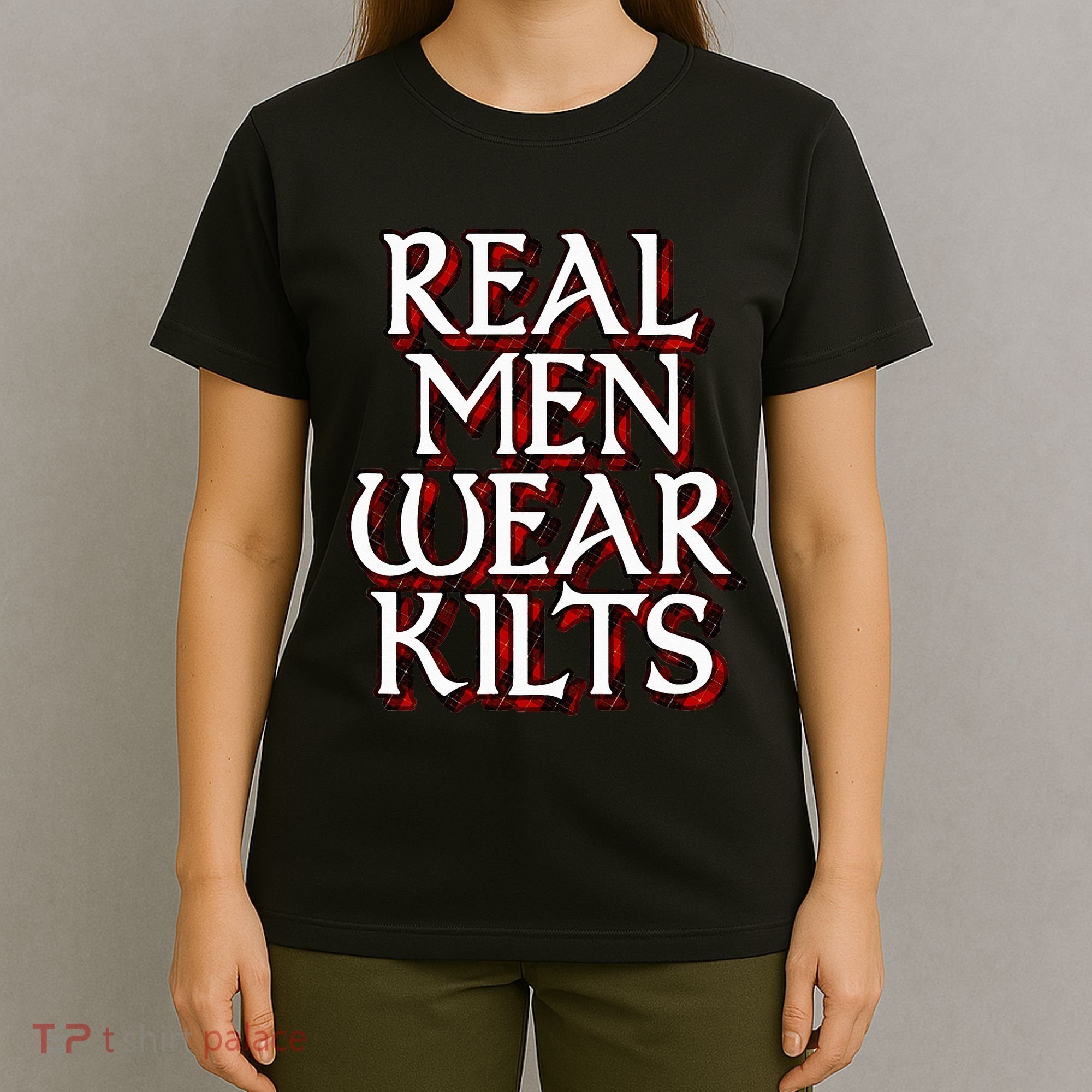Scottish Red Tartan Plaid Real Wear Kilts T-Shirt