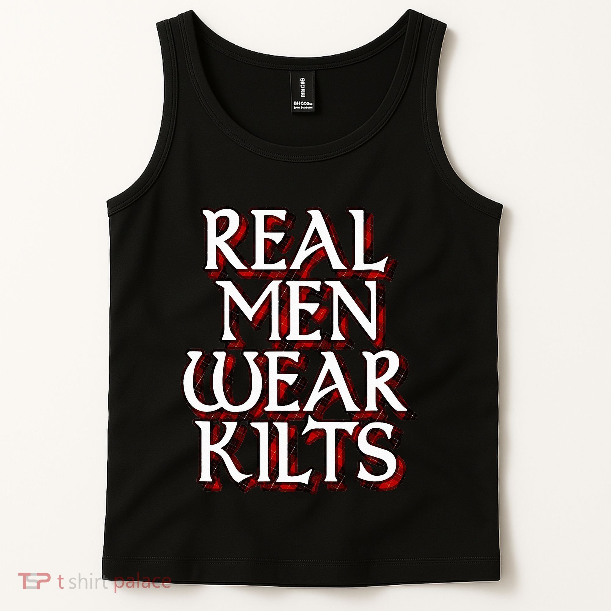 Scottish Red Tartan Plaid Real Wear Kilts Tank Top