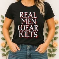 Scottish Red Tartan Plaid Real Wear Kilts Women's T-Shirt thumb 2