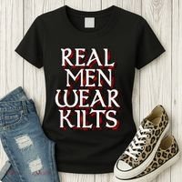 Scottish Red Tartan Plaid Real Wear Kilts Women's T-Shirt thumb 3