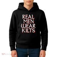 Scottish Red Tartan Plaid Real Wear Kilts Kids Hoodie thumb 4
