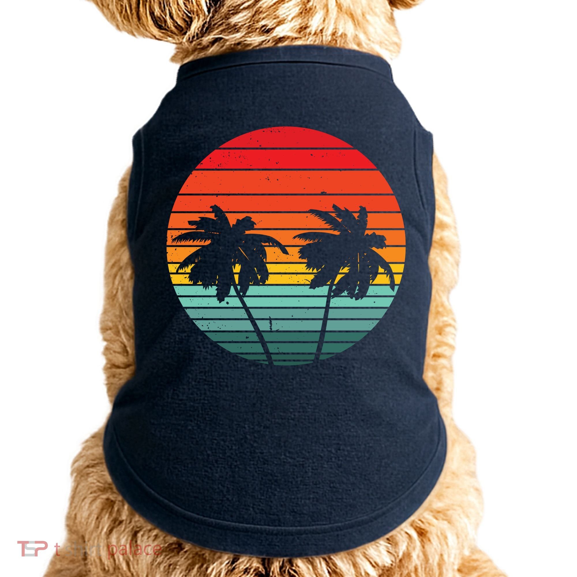 Summer Retro Tropical Sunset Doggie Tank