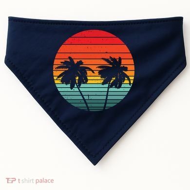 Summer Retro Tropical Sunset USA-Made Doggie Bandana