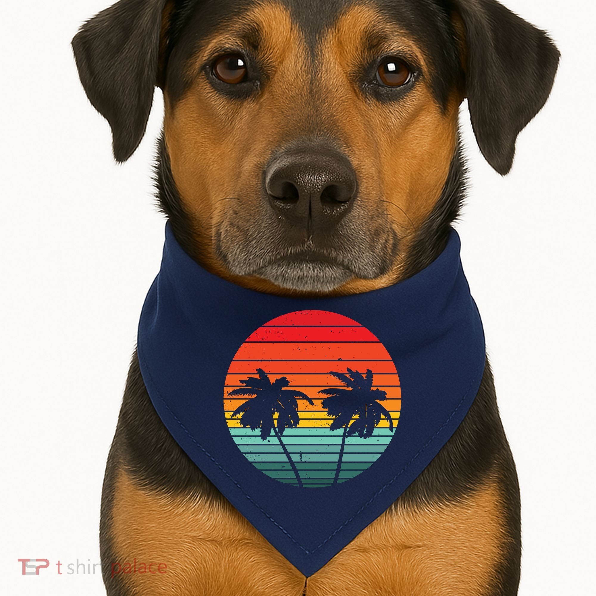 Summer Retro Tropical Sunset USA-Made Doggie Bandana
