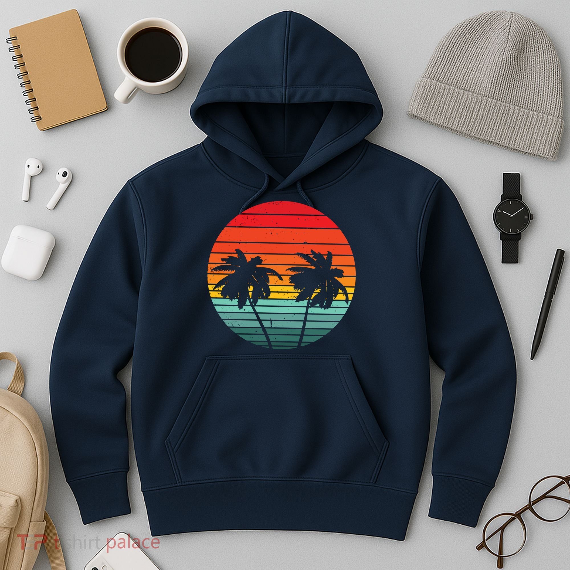 Summer Retro Tropical Sunset Hoodie