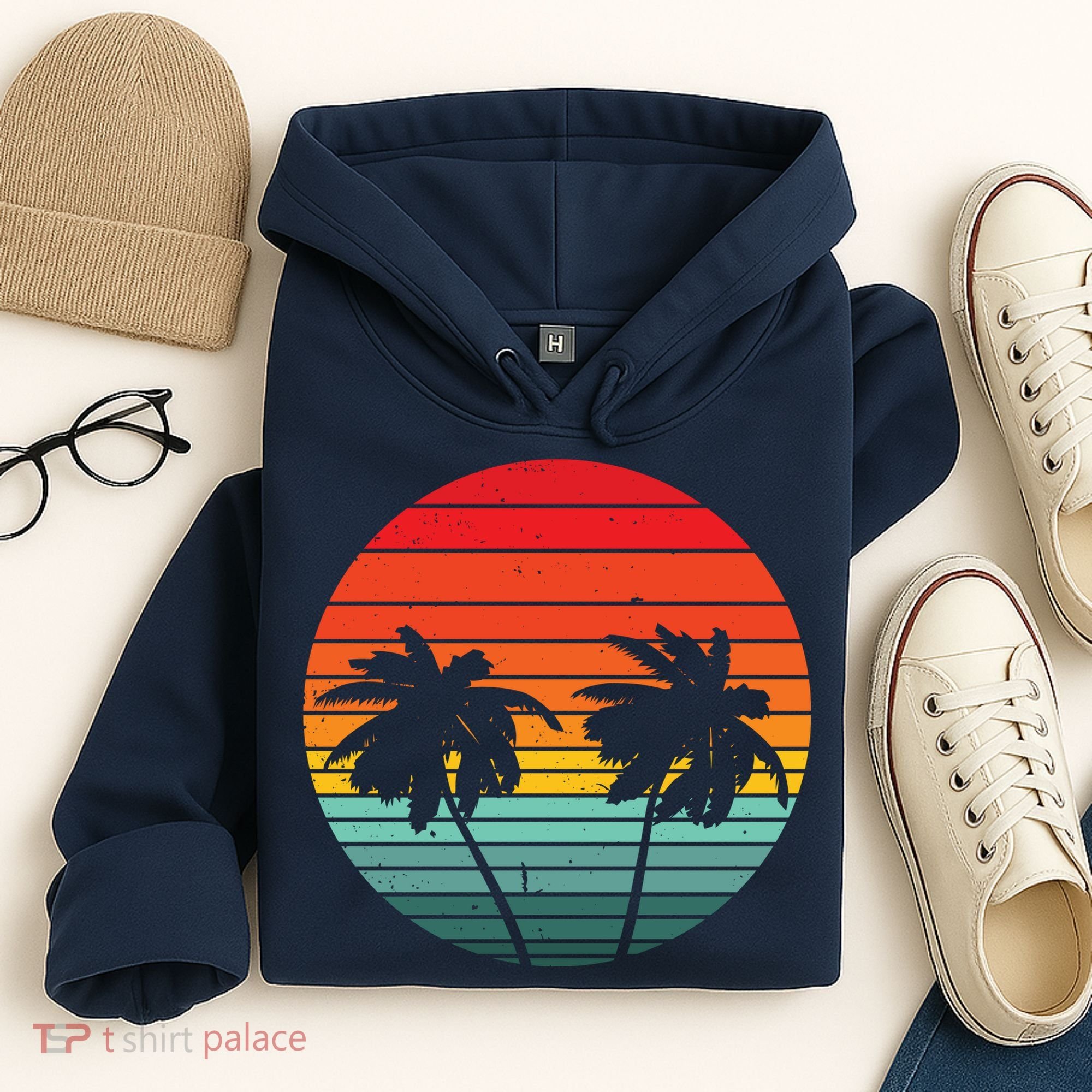 Summer Retro Tropical Sunset Hoodie