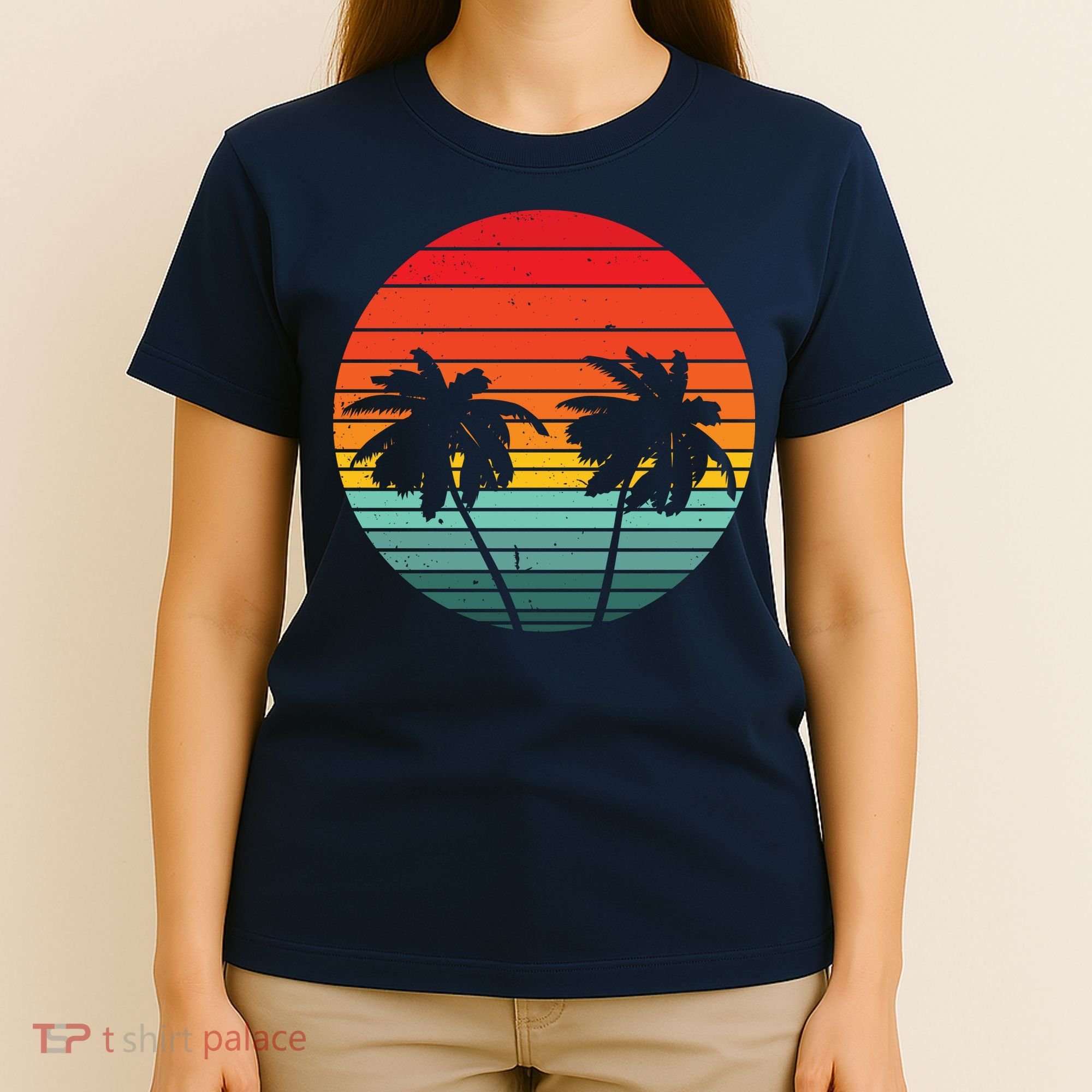 Summer Retro Tropical Sunset T-Shirt