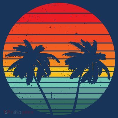 Summer Retro Tropical Sunset Beanie