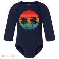 Summer Retro Tropical Sunset Baby Long Sleeve Bodysuit thumb 0