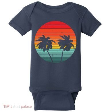 Summer Retro Tropical Sunset Baby Bodysuit