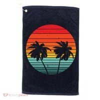 Summer Retro Tropical Sunset Golf Towel thumb 0