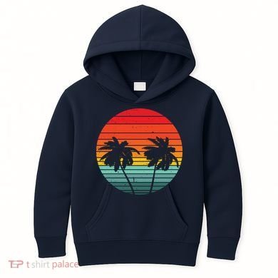 Summer Retro Tropical Sunset Kids Hoodie