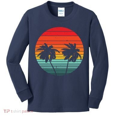 Summer Retro Tropical Sunset Kids Long Sleeve Shirt