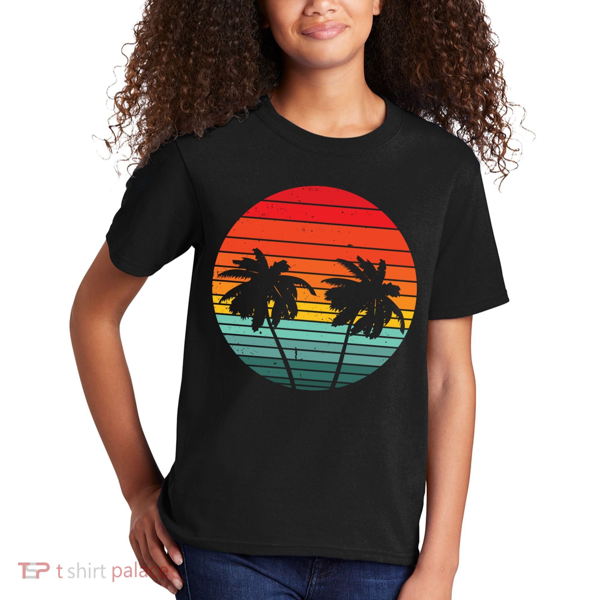 Summer Retro Tropical Sunset Kids T-Shirt