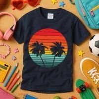 Summer Retro Tropical Sunset Kids T-Shirt thumb 3